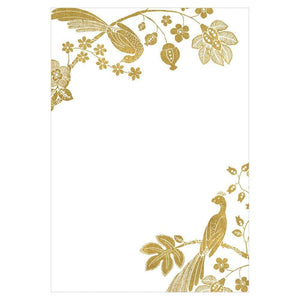 Peacocks Invitations in Gold Foil - 8 Blank Invitations & 8 Envelopes