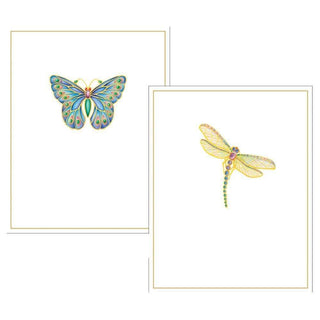 Caspari Jeweled Insects Foil Embossed Assorted Boxed Note Cards - 10 Note Cards & 10 Envelopes 91604.46A