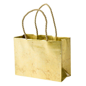 Small Metallic Gold Paper Gift Bags with Metallic Handles, Party