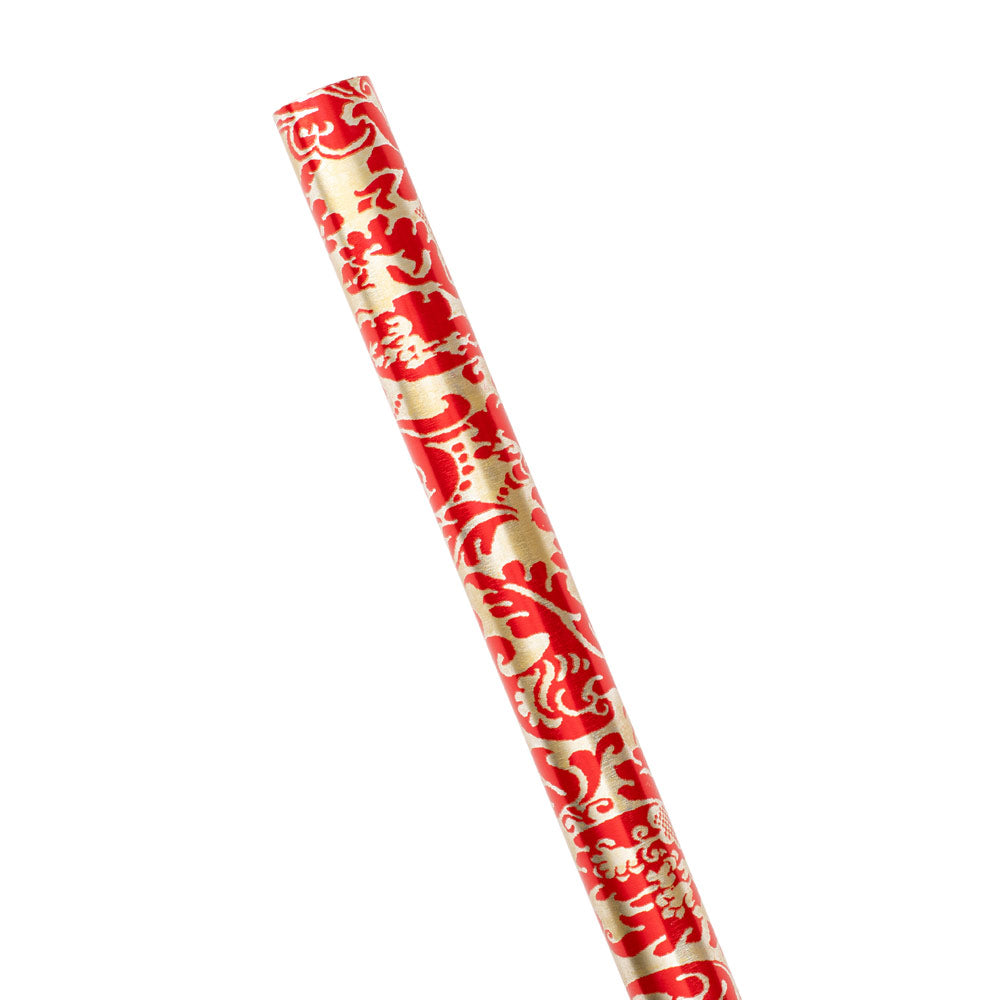 Palazzo Gift Wrapping Paper in Red with Gold Foil - 76.2 cm x 182.9 cm Roll