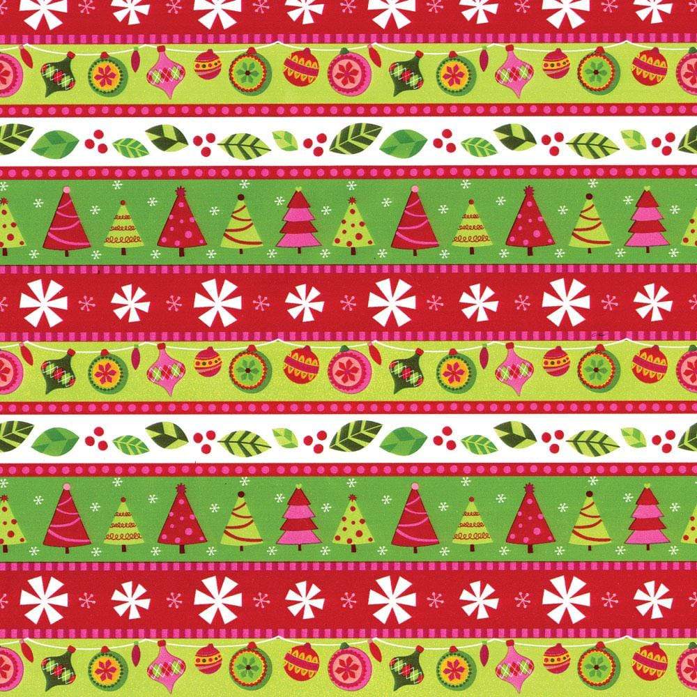 Calico Christmas Gift Wrapping Paper in Red & Green - 76 cm x 2.44 m Roll