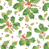 Gilded Holly Gift Wrapping Paper in White - 76.2 cm x 243.8 cm Roll