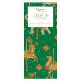 Caspari Merry Go Round Tissue Paper in Green - 4 Sheets Included 9677TIS