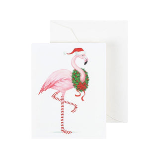 Caspari Christmas Flamingo Gift Enclosure Cards - 4 Mini Cards & 4 Envelopes 9682ENC