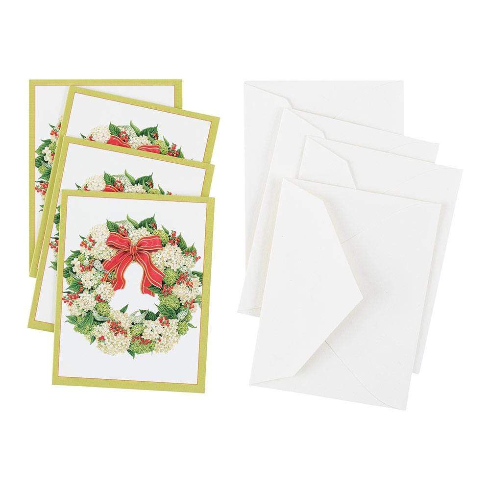 Caspari Hydrangea Wreath Gift Enclosure Cards - 4 Mini Cards & 4 Envelopes 9686ENC