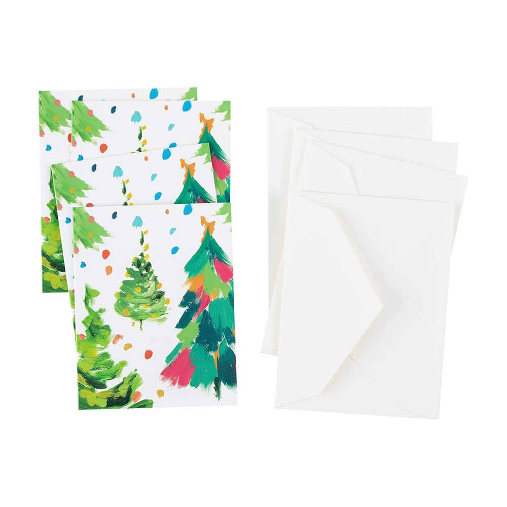 Caspari Brushstroke Trees Gift Enclosure Cards - 4 Mini Cards & 4 Envelopes 9705ENC