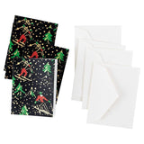 Caspari Winter Sports Gift Enclosure Cards in Gold Foil - 4 Mini Cards & 4 Envelopes 9707ENC