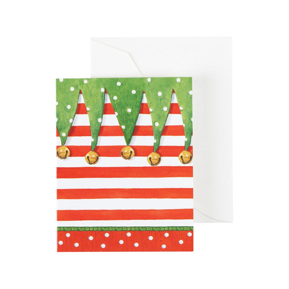 Caspari Stocking Stripe Gift Enclosure Cards - 4 Mini Cards & 4 Envelopes 9715ENC