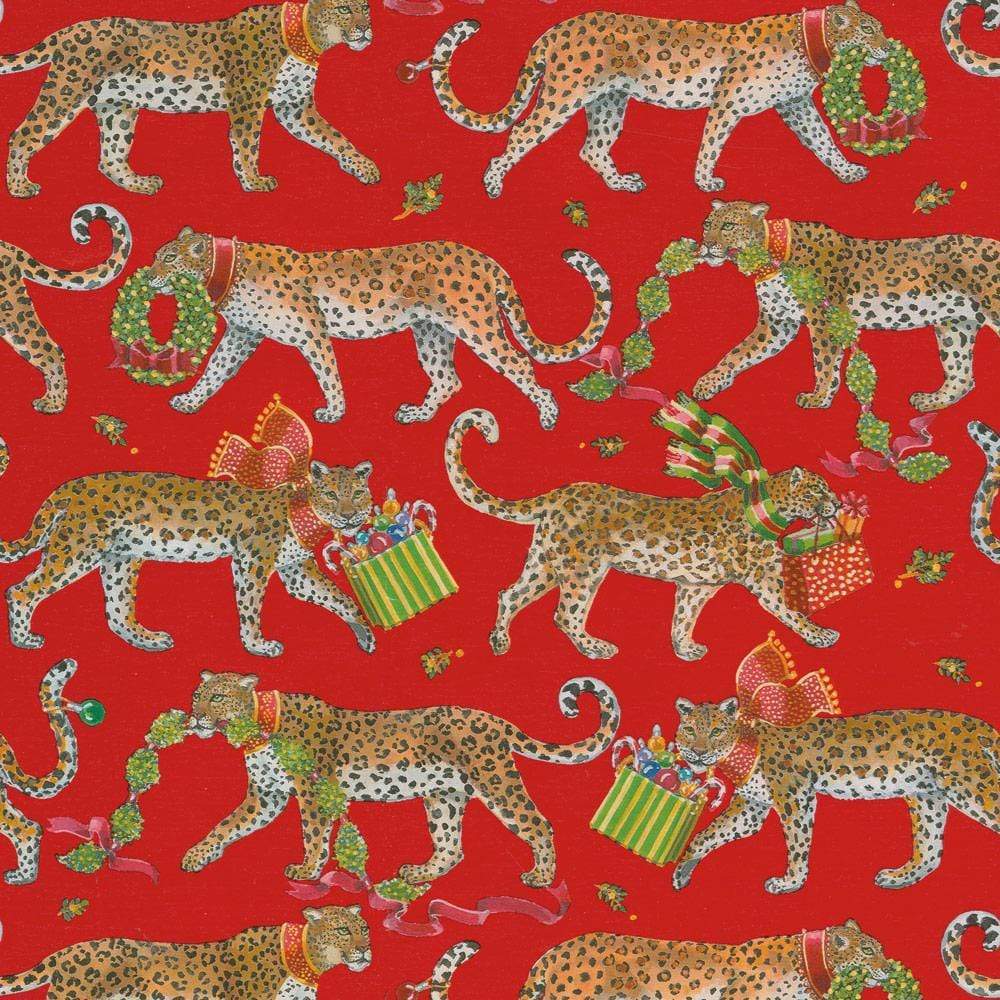 Christmas Leopards Gift Wrapping Paper in Red - 76 cm x 2.44 m Roll –  Caspari Europe