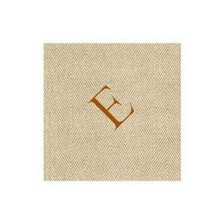 Caspari Natural Jute Paper Linen Single Initial Boxed Cocktail Napkins - 30 Per Box E 9760CG.E