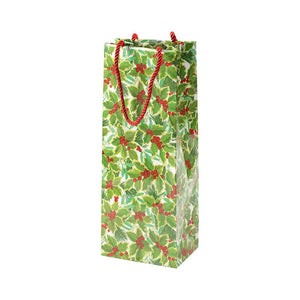 Holly and Mistletoe Gift Wrapping Paper on Gold Foil - 76 cm x