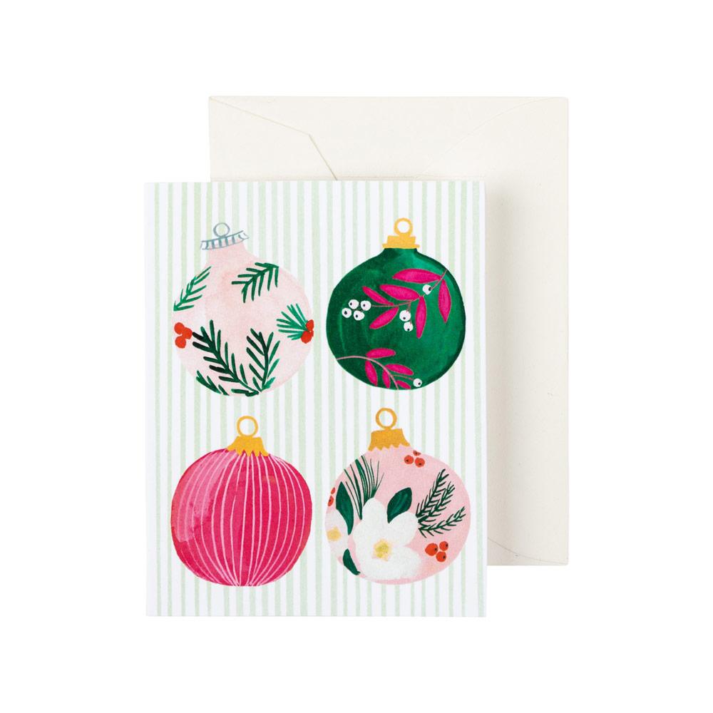 Caspari Painted Ornaments Gift Enclosure Cards - 4 Mini Cards & 4 Envelopes 9797ENC