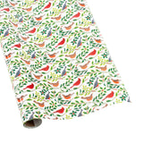 Songbirds and Holly Gift Wrapping Paper in White - 76.2 cm x 243.8 cm Roll