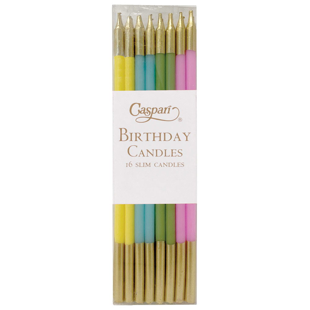Birthday Slims Birthday Candles in Mixed Pastels - 16 Candles Per Box