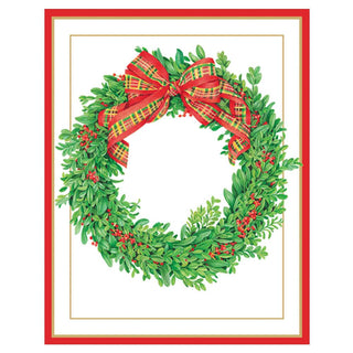 Boxwood and Berries Wreath Mini Christmas Cards in Cello Pack - 5 Cards & 5 Envelopes
