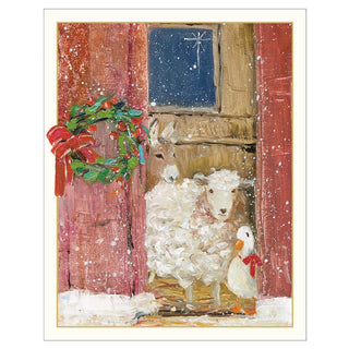Animals in a Barn Mini Christmas Cards in Cello Pack - 5 Cards & 5 Envelopes