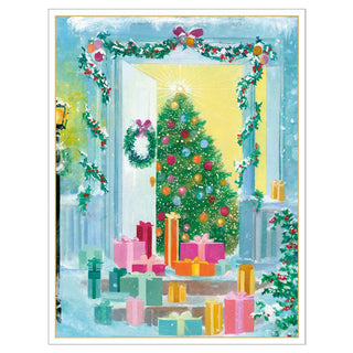 Open Door with Gifts Christmas Cards in Cello Pack - 5 Cards & 5 Envelopes