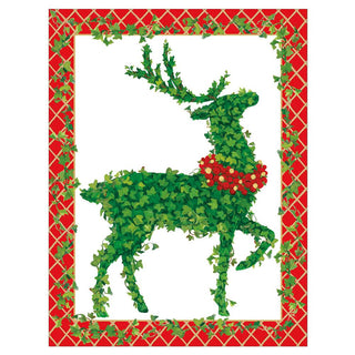 Topiary Stag Christmas Cards in Cello Pack - 5 Cards & 5 Envelopes