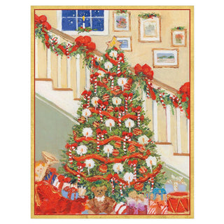 Tree and Staircase Christmas Cards in Cello Pack - 5 Cards & 5 Envelopes