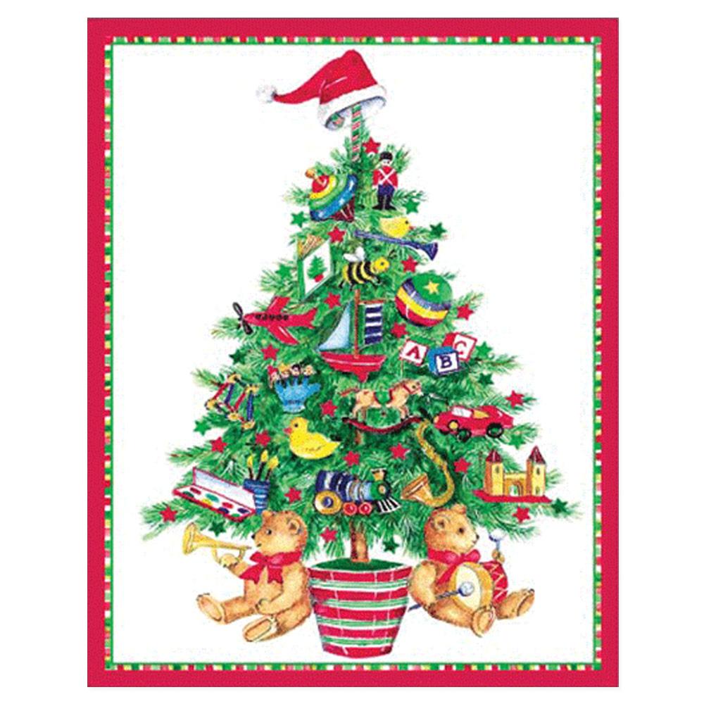Toyland Tree Mini Christmas Cards in Cello Pack - 5 Cards & 5 Envelopes