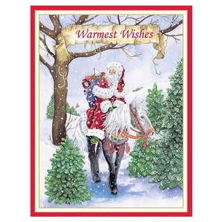 Santa on Horse in Forest Christmas Cards in Cello Pack - 5 Cards & 5 Envelopes