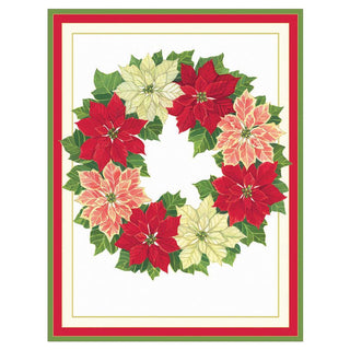 Poinsettia Wreath Blank Christmas Cards in Cello Pack - 5 Cards & 5 Envelopes