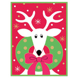 Deer with Wreath Blank Christmas Cards in Cello Pack - 5 Cards & 5 Envelopes