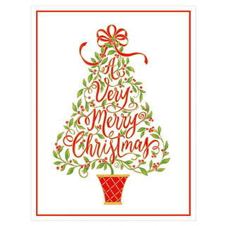 A Very Merry Christmas Tree Embossed Boxed Christmas Cards - 10 Cards & 10 Envelopes