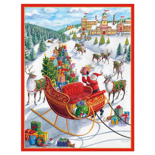 Santa's Sleigh Christmas Cards in Cello Pack - 5 Cards & 5 Envelopes