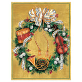 Musical Wreath Christmas Cards in Cello Pack - 5 Cards & 5 Envelopes