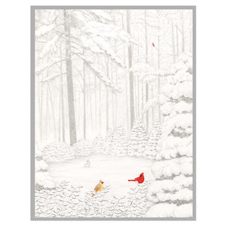 Cardinals in Snowy Wood Christmas Cards in Cello Pack - 5 Cards & 5 Envelopes