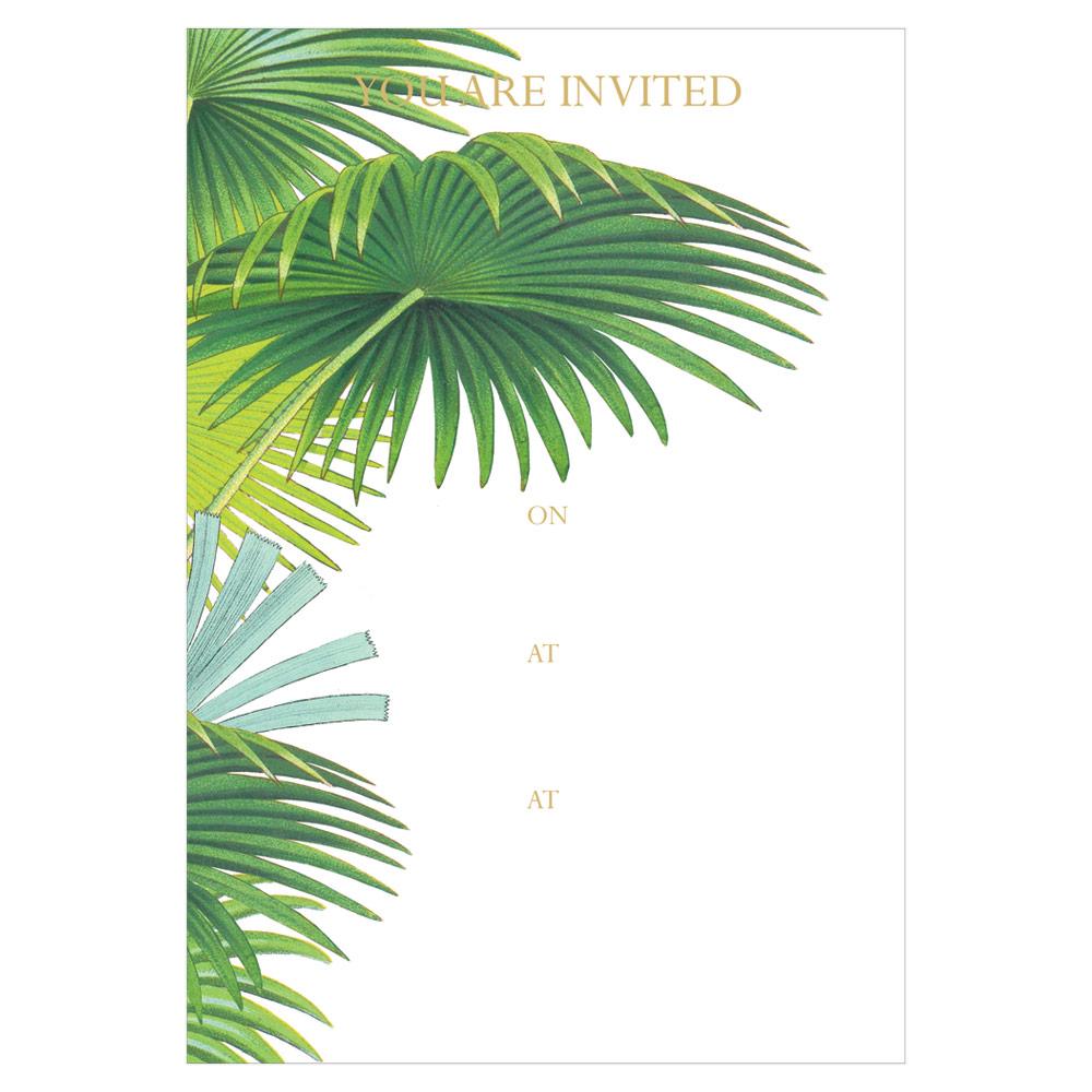 Palm Fronds Invitations in Foil - 8 Fill-In Invitations & 8 Envelopes