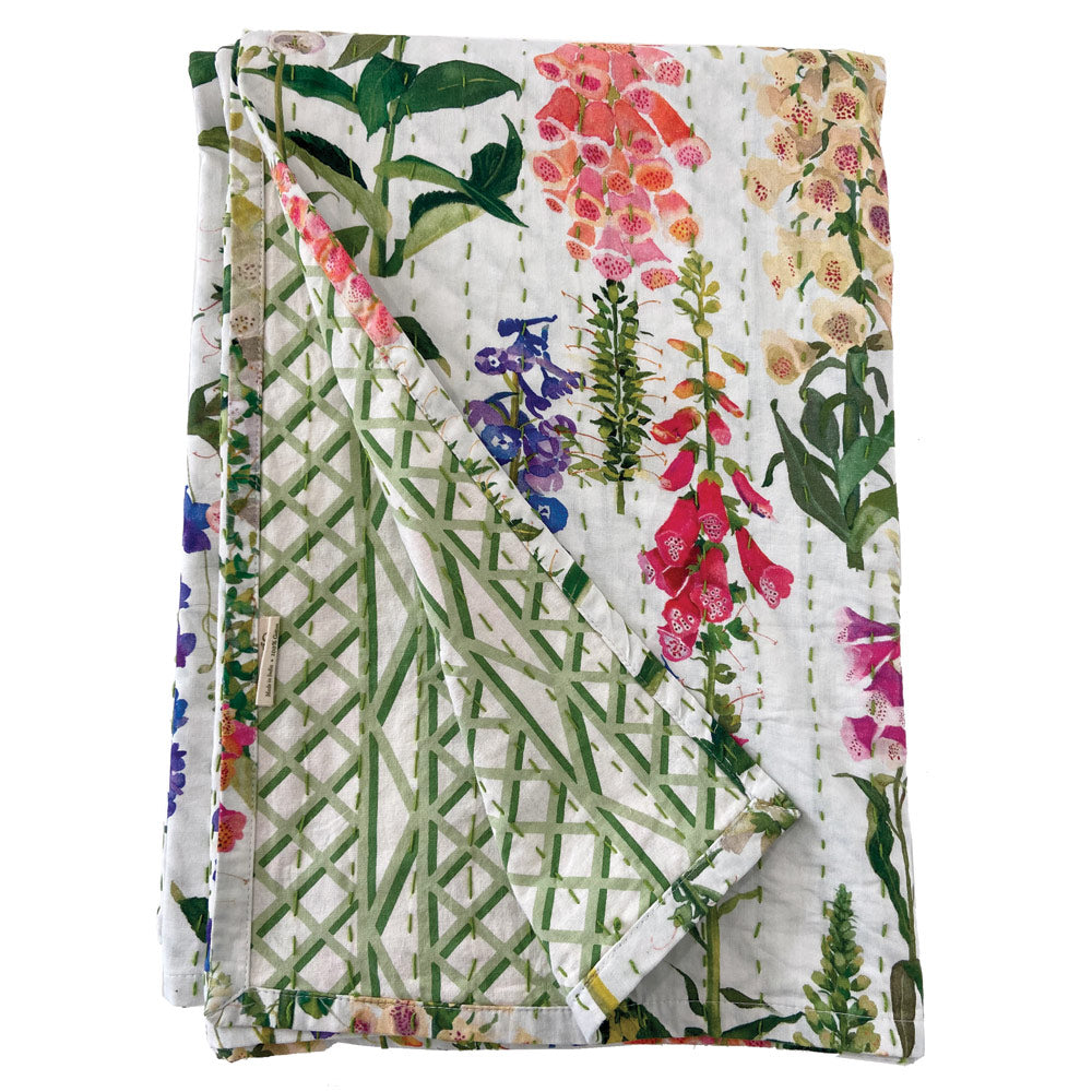 Reversible Kantha Table Cover in Foxgloves - 1 Each