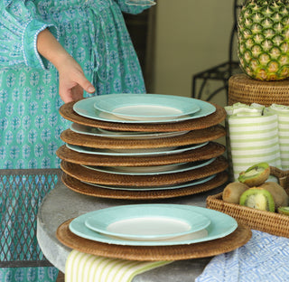 Rattan Round Plate Charger in Dark Natural - 1 Each