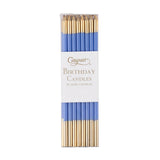 Caspari Slim Birthday Candles in French Blue & Gold - 16 Candles Per Package CA1108
