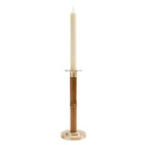 Large Bamboo Candlestick in Light Brown - 1 Each