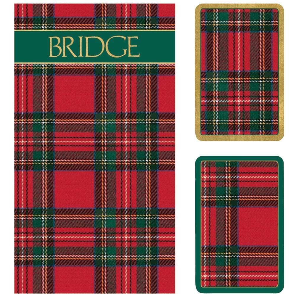 Caspari Plaid Bridge Gift Set - 2 Playing Card Decks & 2 Score Pads GS108