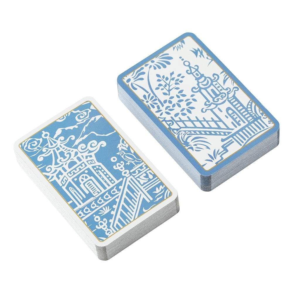 Caspari Pagoda Toile Bridge Gift Set - 2 Playing Card Decks & 2 Score Pads GS145