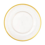 Acrylic Plate Charger in Clear with Gold Rim - 1 Each