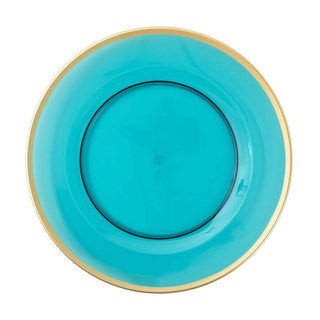 Caspari Acrylic Plate Charger in Turquoise with Gold Rim - 1 Each HDP602