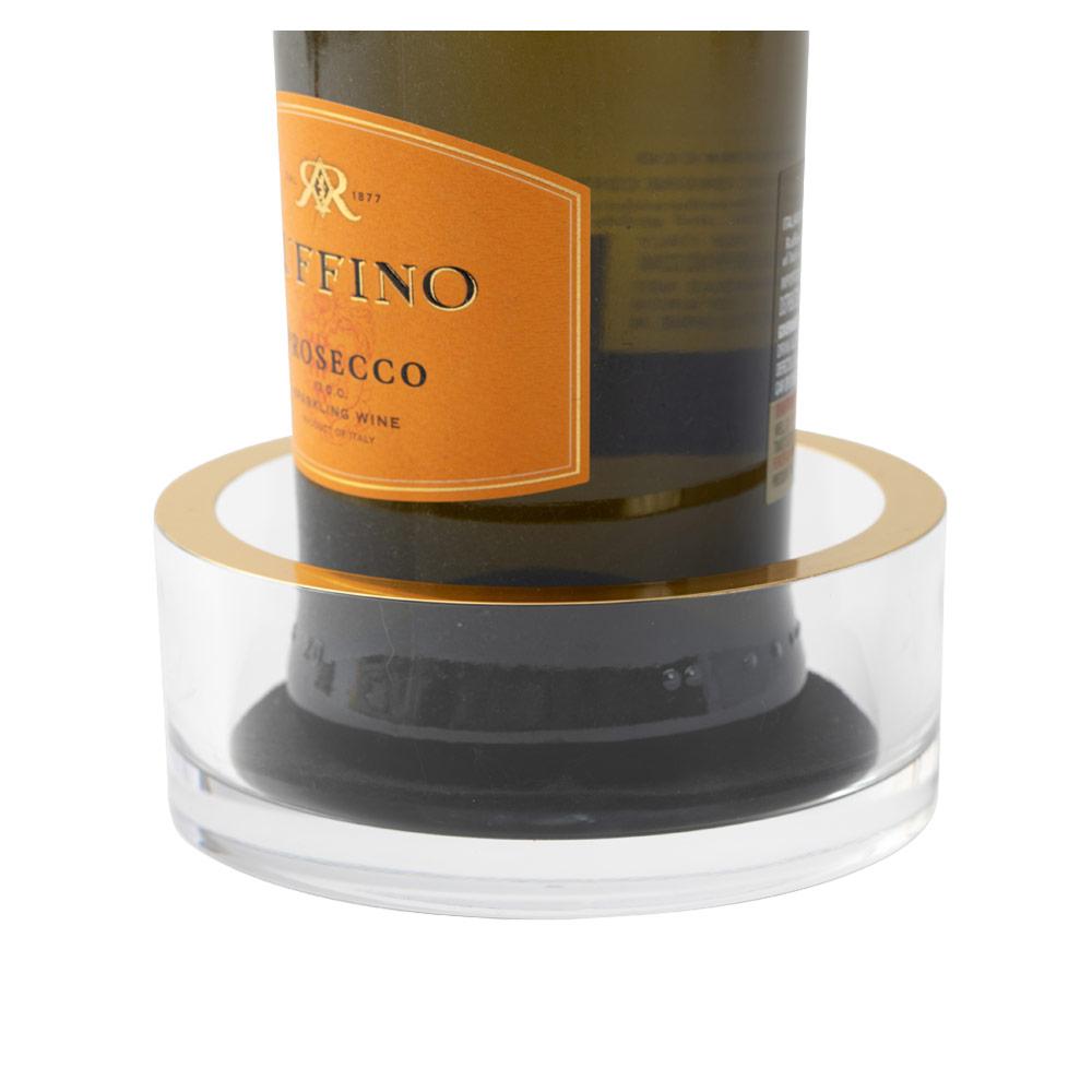 Caspari Acrylic Wine Bottle Coaster in Clear with Gold Rim - 1 Each HWC600