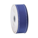 Caspari Marine Blue & White Grosgrain Wired Ribbon - 9 Yard Spool R851