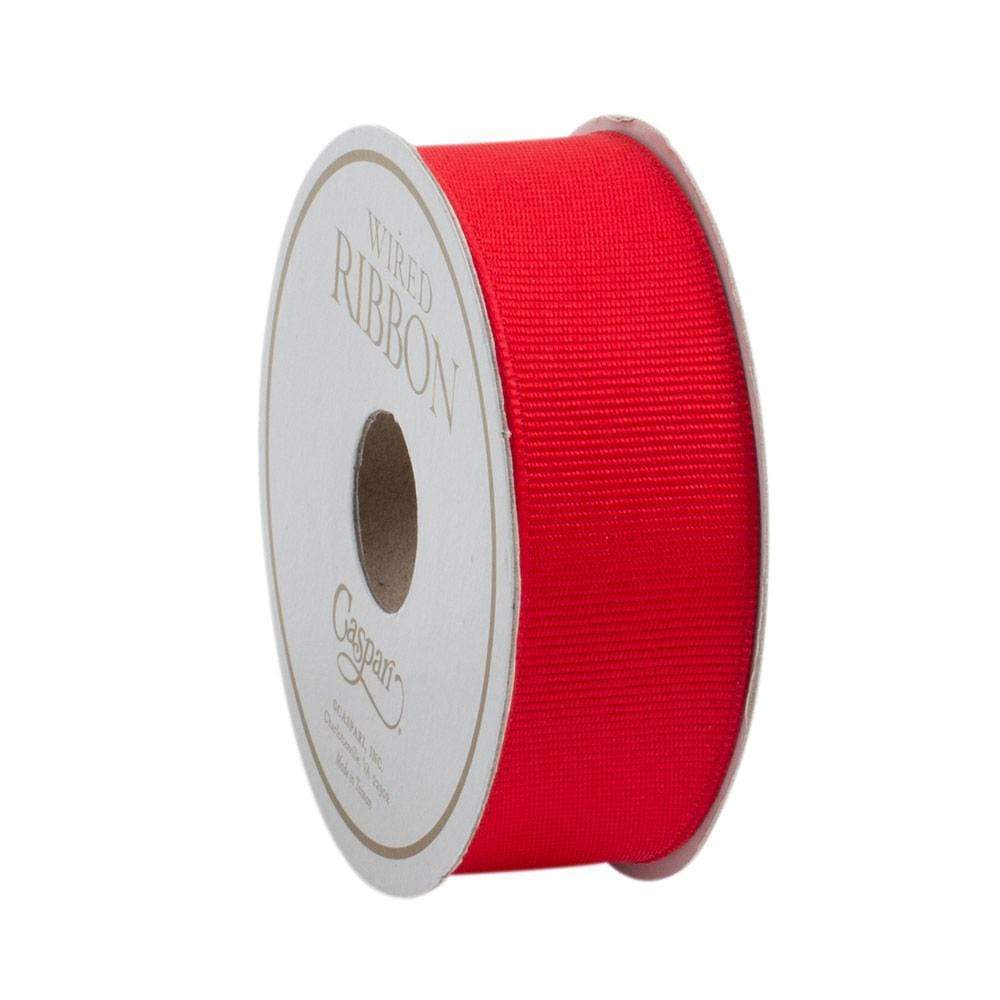 Caspari Narrow Red Grosgrain Wired Ribbon - 8 Yard Spool R865