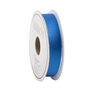 Caspari Blue & Silver Edge Satin Unwired Ribbon - 8 Yard Spool R923