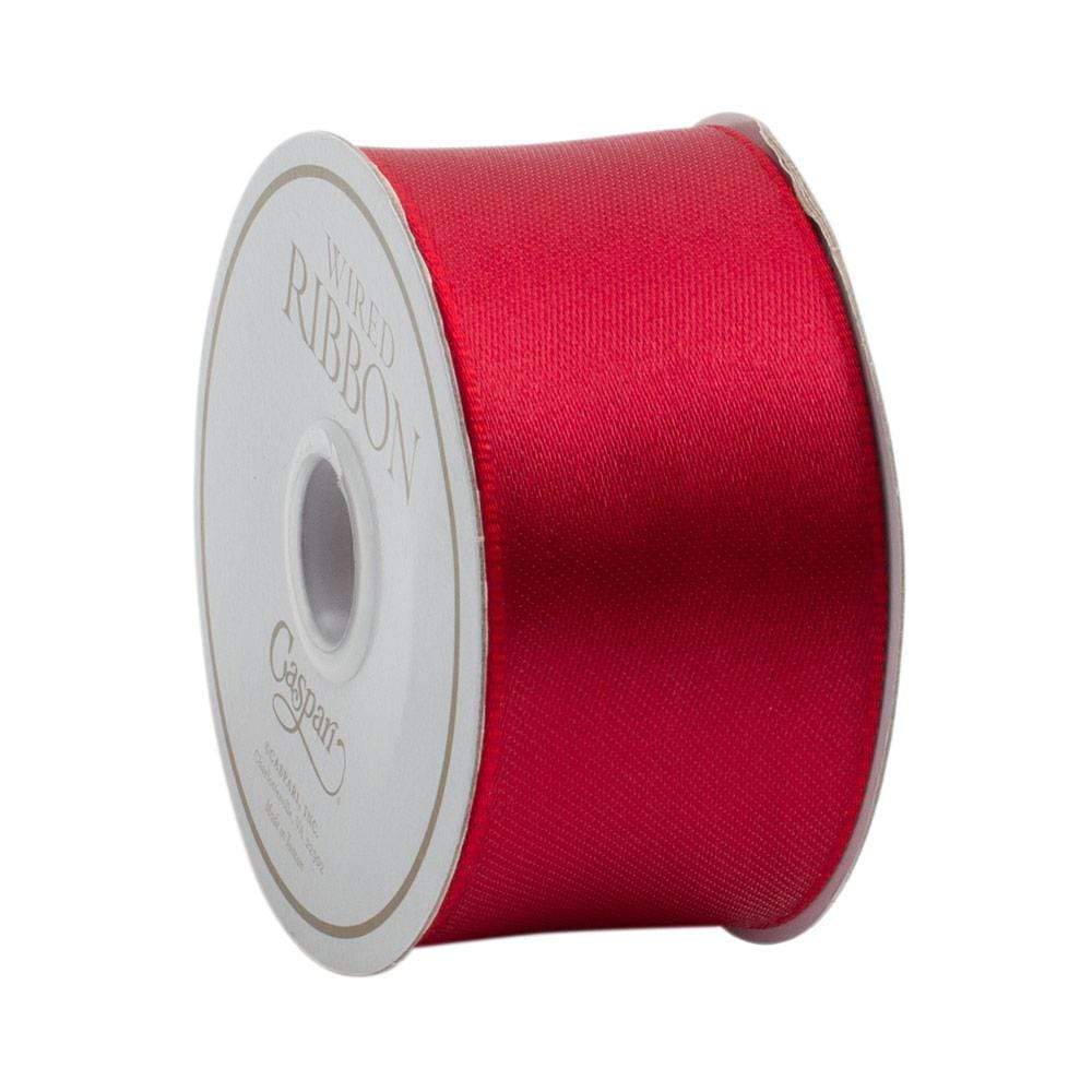Red & White Double Sided Wired Ribbon