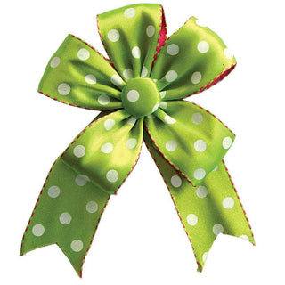 Caspari Dots Ribbon Bow in Green, Pink & White Dots - 1 Each RB758