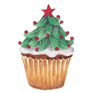 Caspari Christmas Cupcakes Decorative Die-Cut Gift Tag - 4 Per Package TAG9555