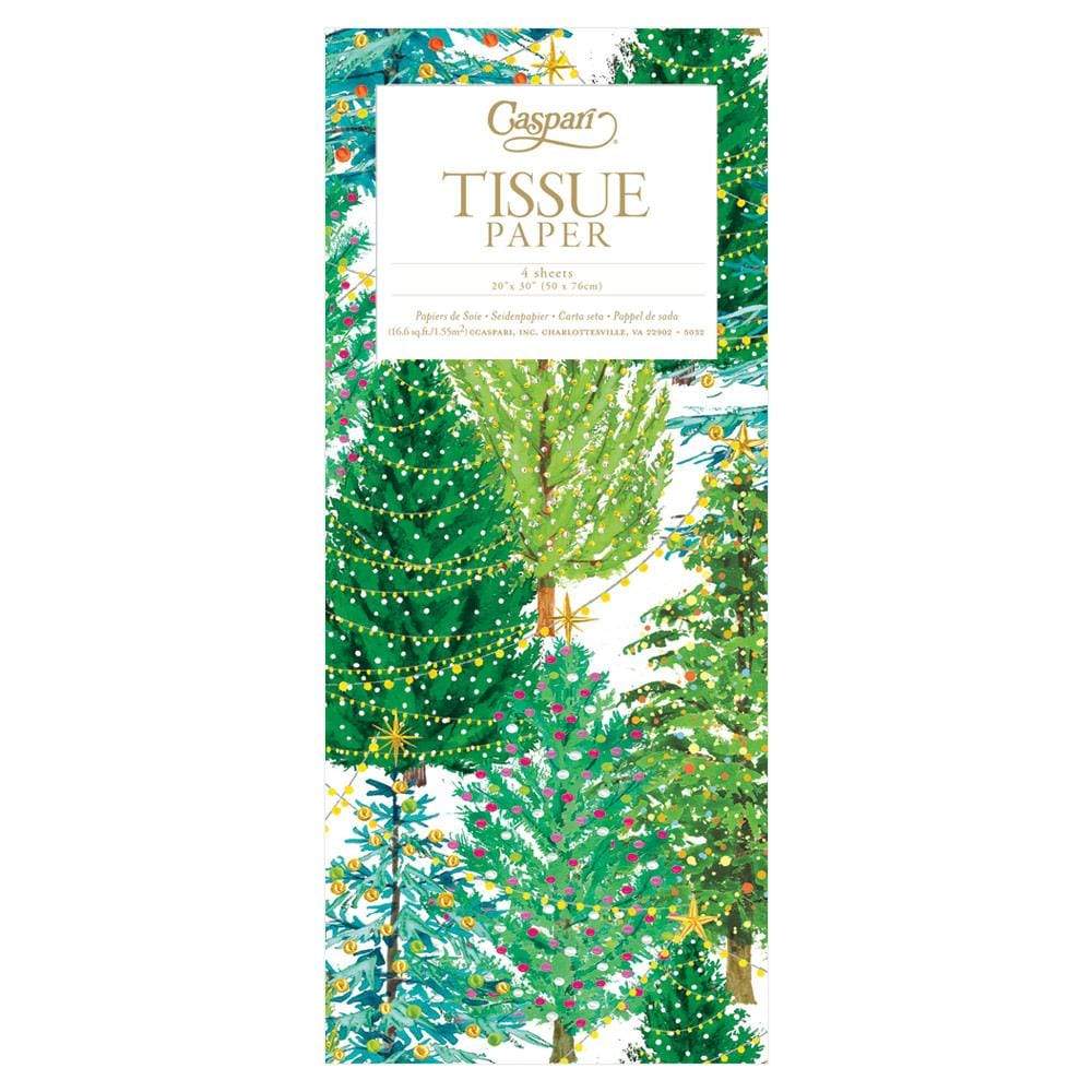 Caspari Christmas Trees with Lights Tissue Paper - 4 Sheets Included TIS056